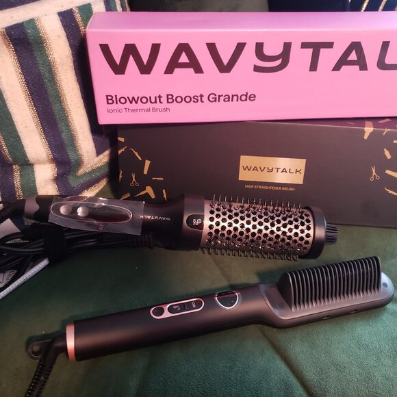Electric ionic hair straightener brush(hot comb), and blowout thermal brush - Picture 1 of 7